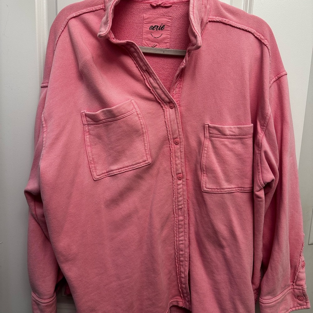 Aerie Vibrant Pink Textured Shirt